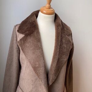 Anthropologie Faux Fur Piper Sweater Coat - Taupe